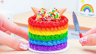 Buttercream Icing Cake Recipe 🌈 How to Make Perfect Miniature Cake With Rainbow Frosting