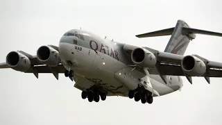 4Kᵁᴴᴰ Boeing C-17A Globemaster III Qatar Emiri Air Force Arrival & Departure @ RAF Fairford