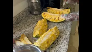 Peeling a gigantic fruit 😋