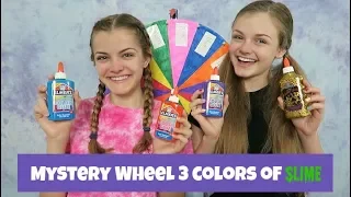 Mystery Wheel 3 Colors of Slime Challenge ~ Jacy and Kacy