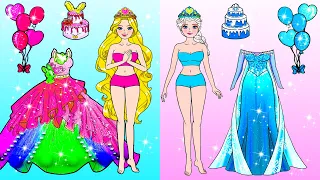 DIY Paper Doll | Pink and Blue Barbie New Fashion Week Birthday Party Makeover Contest |Dolls Beauty