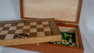 Exquisite Folding Chess Board in a Leopardwood Box