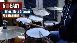 5 Easy Ghost Note Grooves For Beginners 🥁 (Practice Aid Video)