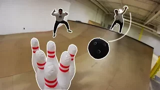 GIANT INFLATABLE BOWLING TRICK SHOTS!