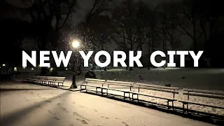 HEAVY SNOW Night Walk in Central Park NYC | New York City Winter Storm | Snowfall Feb 2023 4K 60fps