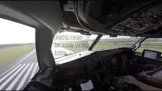 Approach and landing runway 18R Amsterdam Schiphol Airport (AMS EHAM)