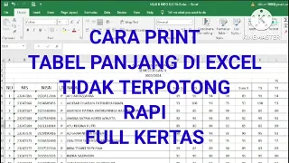 Cara Print Tabel Panjang di Excel Tidak Terpotong , Rapi dan Full Kertas