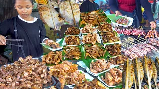 Grilled Seafood & Fresh Market Food -Best Cambodian Street Food Tour @ Province & In The City