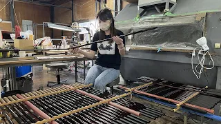 The process of making a fishing rod. Handmade carbon fiber fishing rod factory in Japan