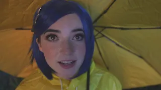 ASMR Coraline's Rainy Day Adventure (crinkly coat, purring cat, trading marbles)