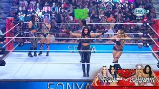 Candice LeRae & Michin Vs Chelsea Green & Sonya Deville - WWE Raw 17/04/2023 (En Español)