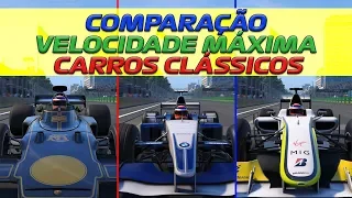 F1 2018 - COMPARAÇÃO DE VELOCIDADE MÁXIMA - CARROS CLÁSSICOS