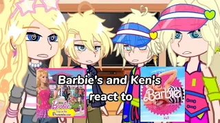 Barbie's and Ken's react to.... •Barbie the movie• •Barbie Live In A Dreamhouse• (Gacha Club)