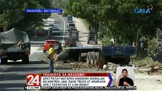 4 patay, 7 sugatan nang araruhin ng truck ang 2 sasakyan sa Batangas | 24 Oras