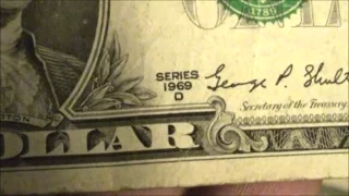 1969 D $1 One Dollar Bill FOUND in bank strap!!!