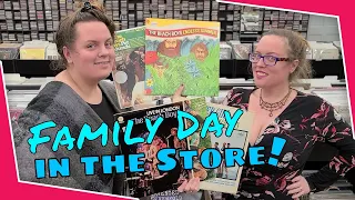 Family Day in the Record Store w/ 2 Boxes of Vinyl Records