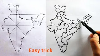 India map with state | India state map easy trick | How to draw India map with state easily