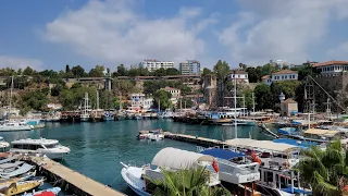 Antalya walking tour 4K UHD in Old Town Kaleici, beautiful morning,  relax and amazing sea views