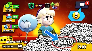 I Got 26870 TOKENS NONSTOP With GUS! 75 QUESTS! 60 TIERS + Box Opening - Brawl Stars