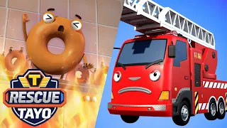 Rescue Team Episodes | Fire truck Frank! Donut shop is on fire | Rescue Team Stories | RESCUE TAYO