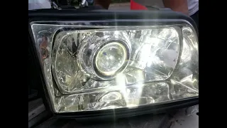 Установка BI-Led линз ауди с4 100.