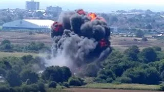 Moment fighter jet crashes into motorway during air show, UK