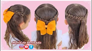 Penteado Infantil Fácil com Tranças Simples | Easy Hairstyle Braids with Ponytail for Girls🥰