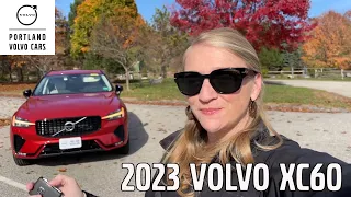 2023 Volvo XC60 Plus Dark in Fusion Red Metallic / Walkaround with Heather