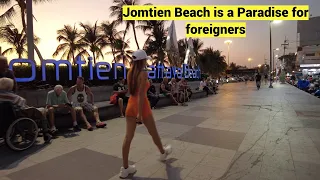 [4K] Evening Walk Jomtien Beach, Pattaya, January 2023