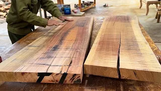 Treating Wood Cracks Simply and Effectively // EXTREMELY Sturdy Red Wooden Table