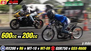 Yamaha RX 🆚 Yamaha R6 🆚 MT-09 🆚 MT-10 🆚 CB1000R 🆚 GSX-R600 🆚 GSR750 🔥 DRAG RACING Track Times 2024