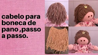 Como fazer cabelo para boneca de pano modelo rabo de cavalo ,passo a passo simples .