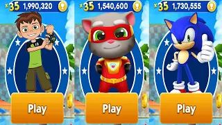Talking Tom Hero Dash vs Sonic Dash vs Ben 10 Up To Speed Android Gameplay