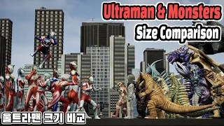 울트라맨 크기 비교 (Ultraman Size Comparison 3d animation) (feat. monsters)