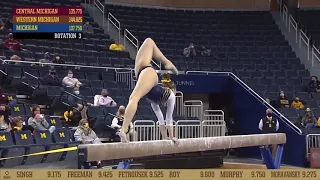 Natalie Wojcik Near Perfect Beam Routine Michigan Exhibition Meet 2021 9.975