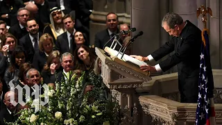 'The best dad': George W. Bush honors his father with tearful eulogy