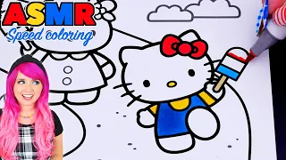 ASMR Speed Coloring Hello Kitty & Fifi (ASMR Coloring Sounds & No Talking)