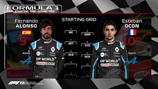 F1 2021 Starting Grid Animation
