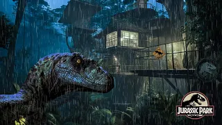 Dinosaur Jungle At Night | Nature Ambience | Jungle, Dinosaur Sounds | Jurassic Park Ambience