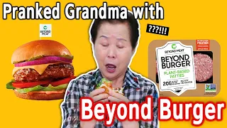 Korean Grandma Tries 'BEYOND BURGER' for the first time (VEGAN BURGER)