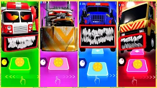 coffin dance - Fire truck eater vs Apocalypse truck vs Police truck eater vs Tow truck | tiles hop 👍