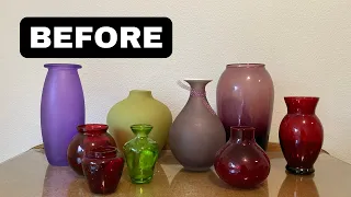 Anthropologie Look for Less | Thrifted & Upcycled Glass Vases | DIY Home Decor | Chalk Spray Paint