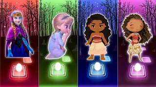 Frozen Anna & Baby Anna vs Moana & Baby Moana - Let It Go Tiles Hop EDM!