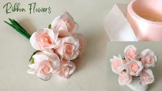 DIY Roses | How to Make Satin Ribbon Flower Mini Roses | Mini Bouquet of Roses