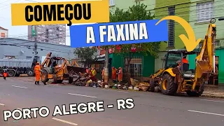 🔴 PORTO ALEGRE RS / COMEÇOU A LIMPEZA DAS RUAS DA CIDADE / MUITO LIXO A SER RECOLHIDO, UM PREJUÍZO