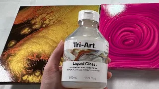 (426) TriArt Liquid Glass PRODUCT TESTING Varnishing Fluid Acrylic Paint Pouring