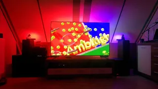 Philips Hue HDMI Sync Box & Guardian Lightstrip 75 Zoll TV Demo - Philips Ambilight TV Democlip 2021