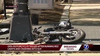 Motorcyclist killed after running red lights and crashing into SUV