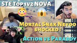 STE Top 1v2 NOVA 😍| Action vs Paraboy 🔥| Mortal, Neyoo, Snax shocking reaction 😳😱