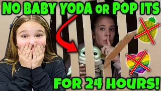 24 Hours With No Pop Its Or Baby Yoda! Mom Goes To Box Fort Jail!